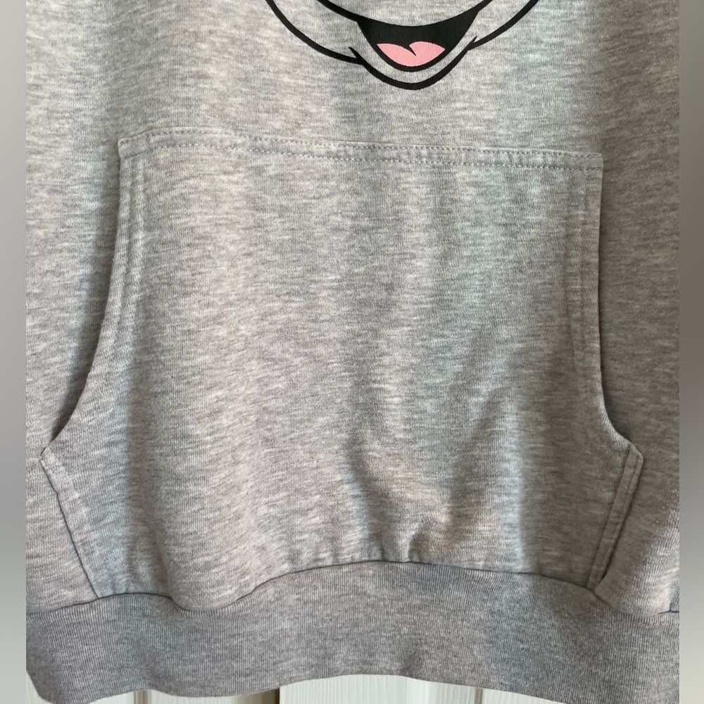 Disney Minnie Mouse Floral Embroidery Fleece Sweatshirt Hoodie Gray/Multicolor - Picture 3 of 10